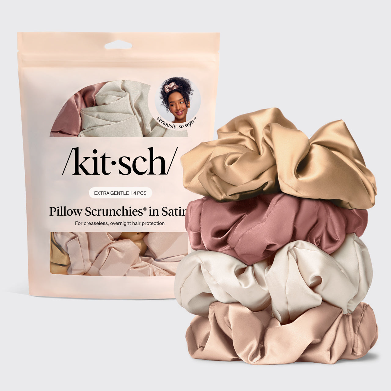Lisa Frank x Kitsch Pillow Scrunchies® in Satin in The Fantastic World of Lisa Frank - Blush Satin Pillow Scrunchies® 4pc Set