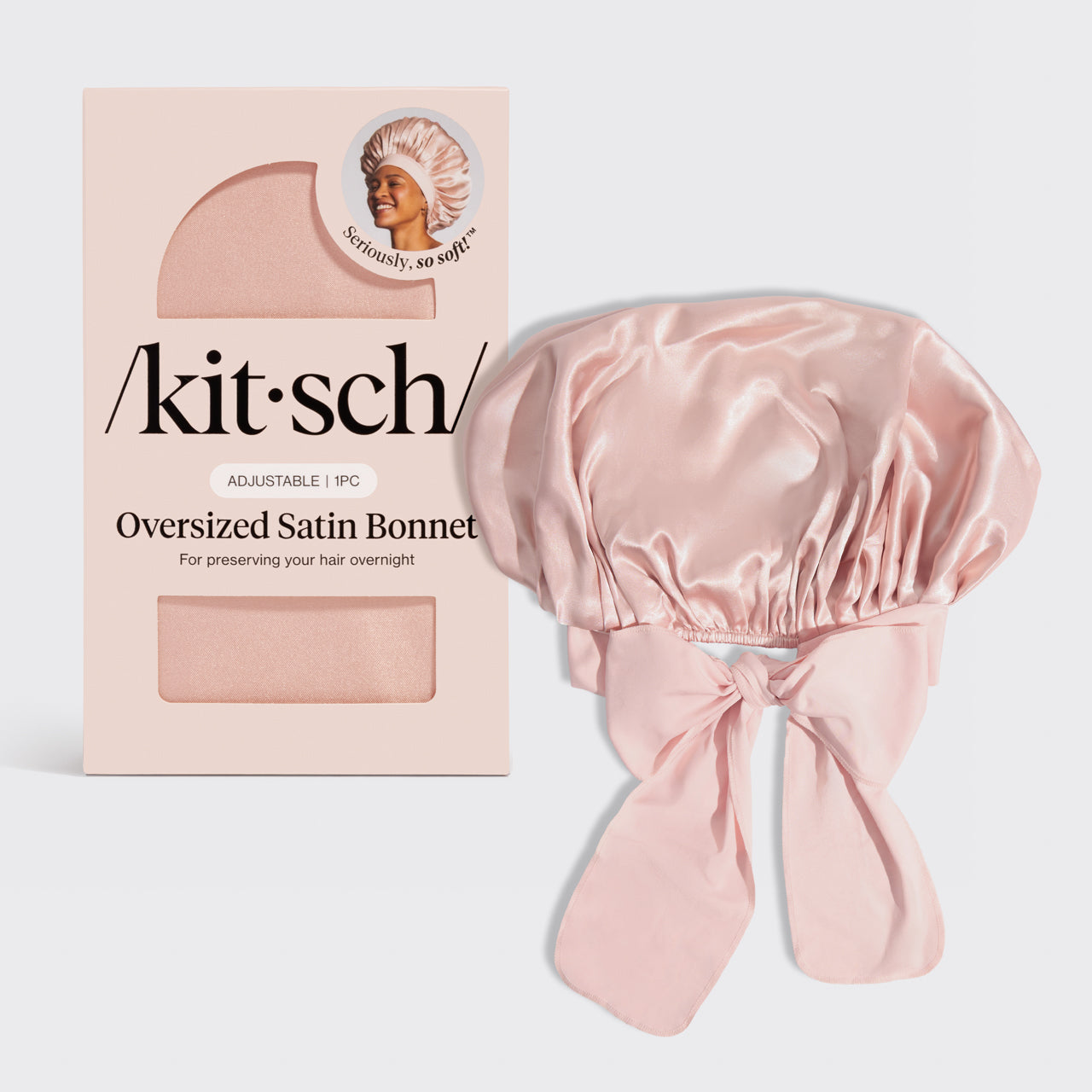 Pearlized Cream & Coastal Blue Print Oversized Satin Bonnet - Blush Oversized Satin Bonnet